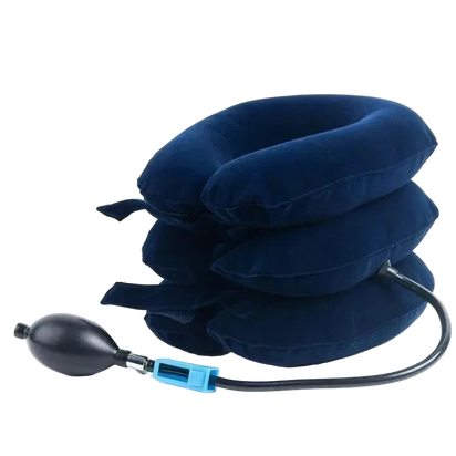 Blue rehabilitation soft pillow with pump on a white background