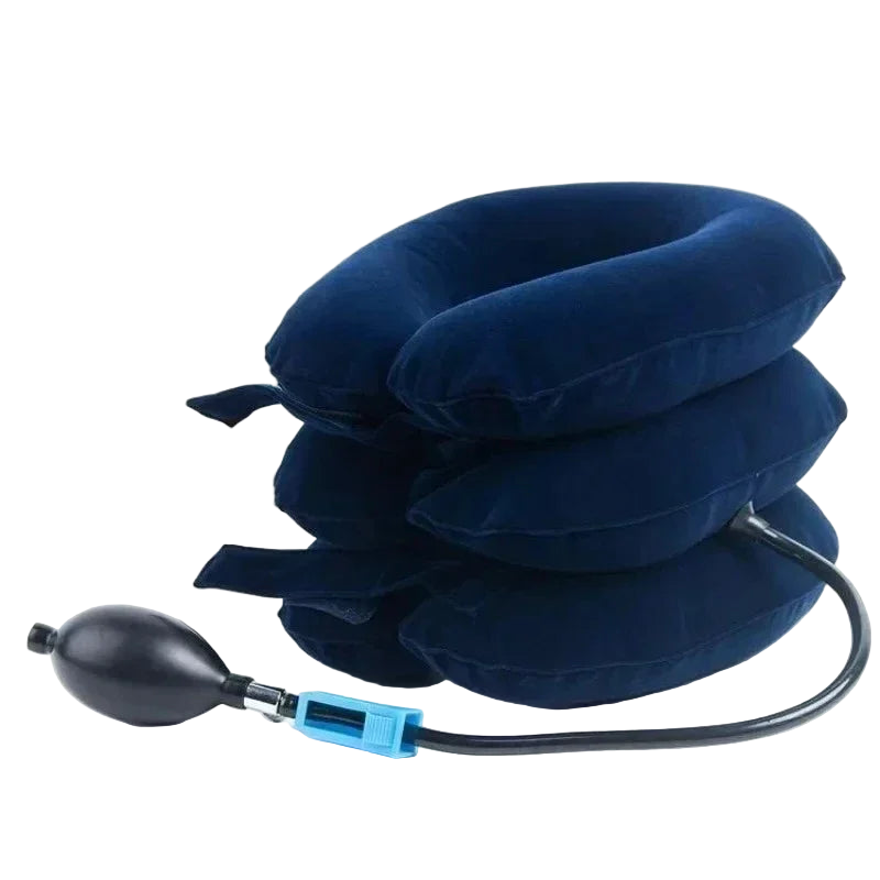 Blue rehabilitation soft pillow with pump on a white background