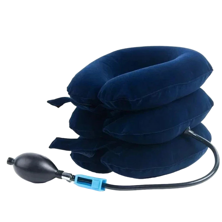 Blue rehabilitation soft pillow with pump on a white background